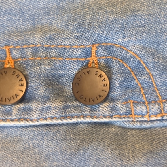 Alice and Olivia, denim and lamb leather mini skirt, size 28 - Picture 2 of 9